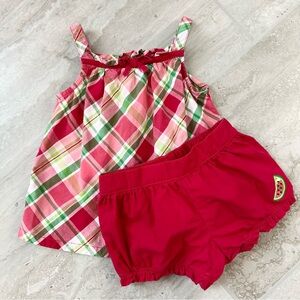 Crazy 8 Watermelon Summer 2 piece Outfit size 3T Bubble Shorts and Plaid Tank
